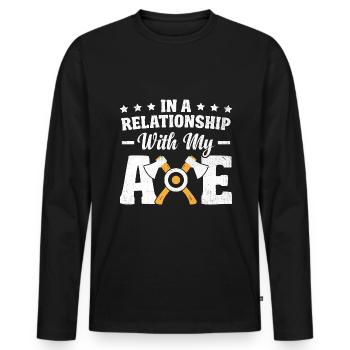 In A Relationship With My Axe Throwing Hatchet - Men's Premium Organic Long Sleeve Shirt - black - Front - Nico (187cm)