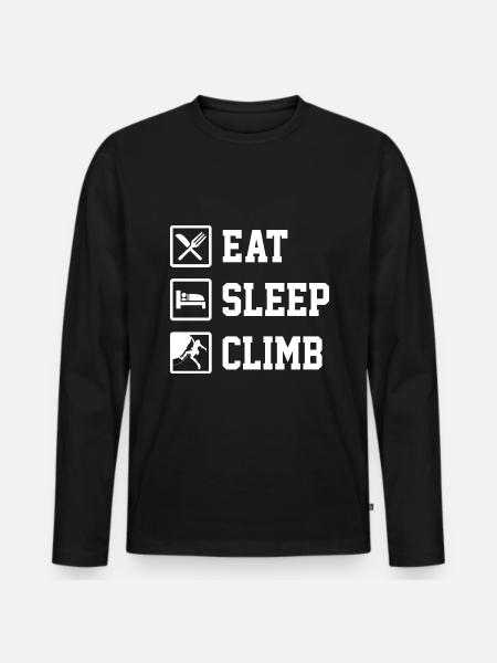 Eat Sleep Climb Repeat Rock Boulder Bouldering Roc - Männer Premium Bio Langarmshirt - Schwarz