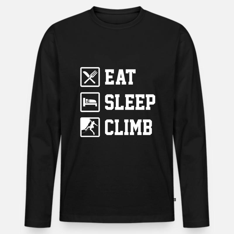 Eat Sleep Climb Repeat Rock Boulder Bouldering Roc - Männer Premium Bio Langarmshirt - Schwarz
