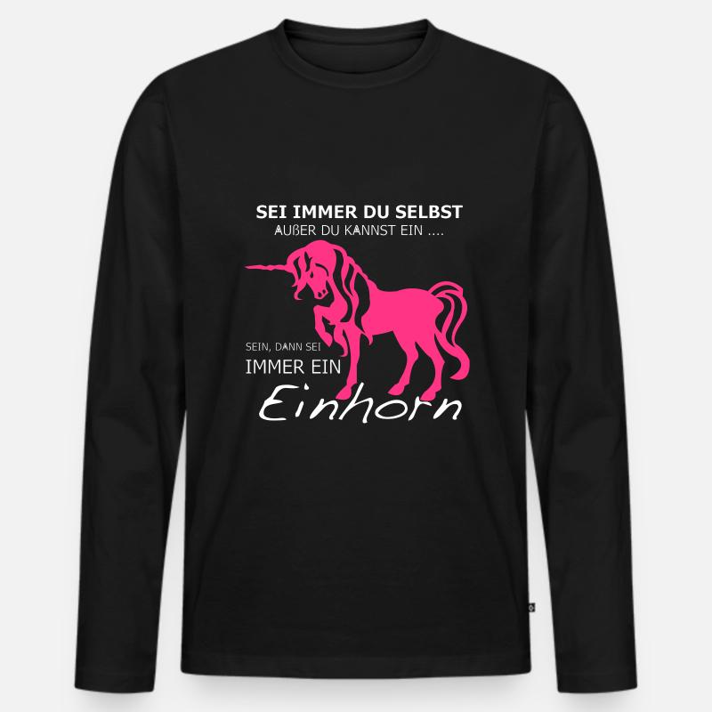 Einhorn - Männer Premium Bio Langarmshirt - Schwarz