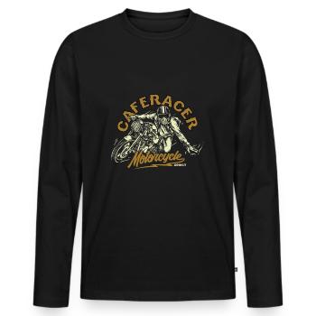 Caferacer - Männer Premium Bio Langarmshirt - Schwarz - Vorne - Nico (187cm)