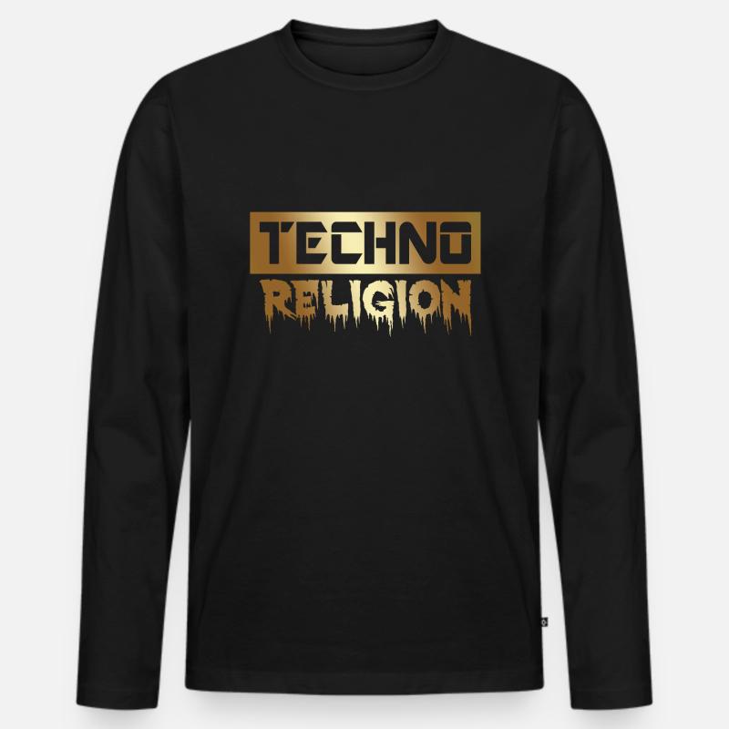 Techno - Männer Premium Bio Langarmshirt - Schwarz