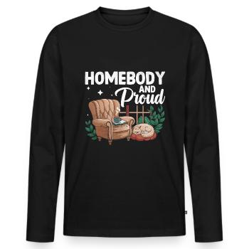 Stubenhocker und stolze Sprüche für Introvertierte - Männer Premium Bio Langarmshirt - Schwarz - Vorne - Nico (187cm)