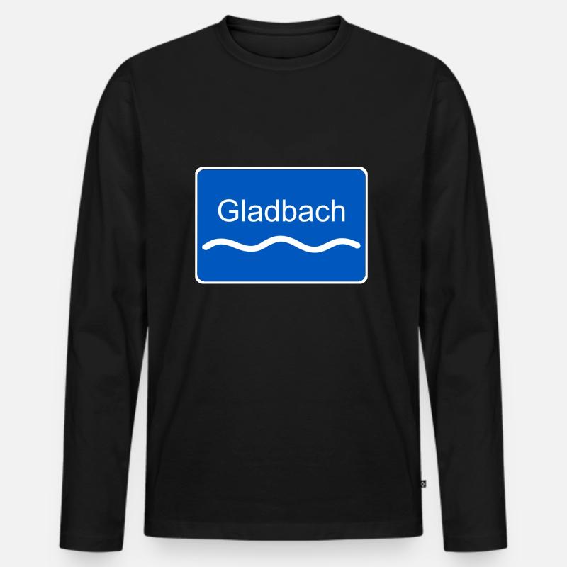 Gladbach Fluss - Männer Premium Bio Langarmshirt - Schwarz