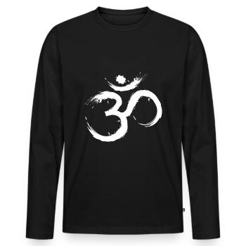 Symbole de conception Om Hindou Jainas Bouddhiste Hindou - T-shirt manches longues Premium bio Homme - noir - Devant - Nico (187cm)