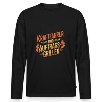 Kraftfahrer und Auftragsgriller - Männer Premium Bio Langarmshirt - Schwarz - Vorne - Nico (187cm)