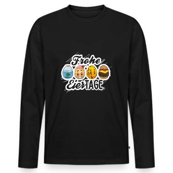 Frohe Eiertage - Lustiges Frühlings-Motiv - Männer Premium Bio Langarmshirt - Schwarz - Vorne - Nico (187cm)