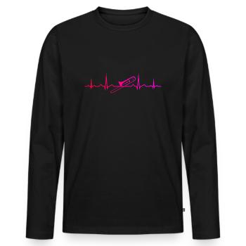 Trombone Brass Instrument Brass Band - Men's Premium Organic Long Sleeve Shirt - black - Front - Nico (187cm)