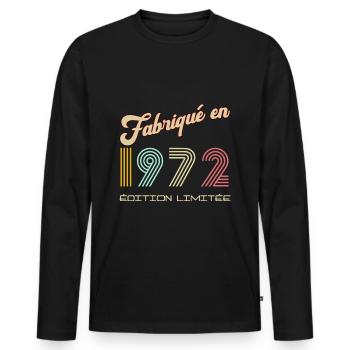 Anniversaire Fabriqué en 1972 vintage Rétro - T-shirt manches longues Premium bio Homme - noir - Devant - Nico (187cm)