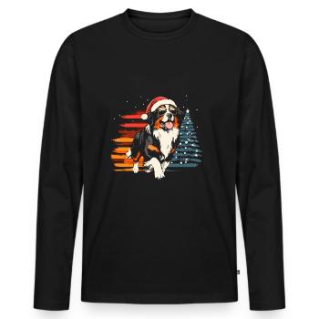 Cooler Berner Sennenhund Weihnachten - Männer Premium Bio Langarmshirt - Schwarz - Vorne - Nico (187cm)