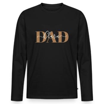 CLARA - DAD - BABY BEKOMMEN - PAPA WERDEN - VATER - Männer Premium Bio Langarmshirt - Schwarz - Vorne - Nico (187cm)