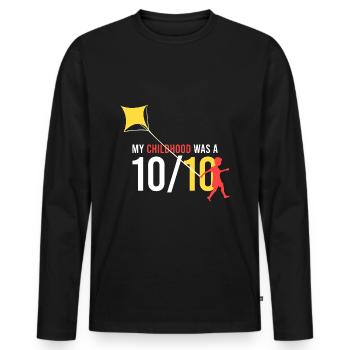 mon enfance était un 10/10 - T-shirt manches longues Premium bio Homme - noir - Devant - Nico (187cm)