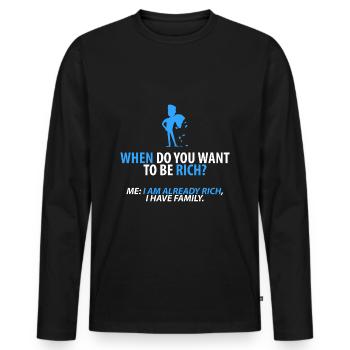 Déjà riche : ma famille - T-shirt manches longues Premium bio Homme - noir - Devant - Nico (187cm)