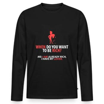 Déjà riche : mon amant - T-shirt manches longues Premium bio Homme - noir - Devant - Nico (187cm)