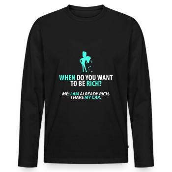 Déjà riche : ma voiture - T-shirt manches longues Premium bio Homme - noir - Devant - Nico (187cm)