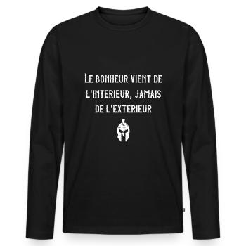 Le bonheur vint de l'intérieur - T-shirt manches longues Premium bio Homme - noir - Devant - Nico (187cm)