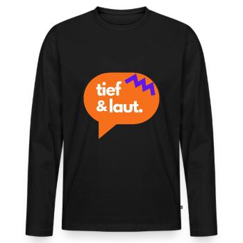 tief & laut - Männer Premium Bio Langarmshirt - Schwarz - Vorne - Nico (187cm)