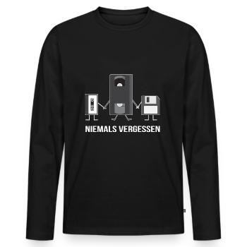 90er T-Shirt 2018 - Neunziger Motiv Retro - Männer Premium Bio Langarmshirt - Schwarz - Vorne - Nico (187cm)