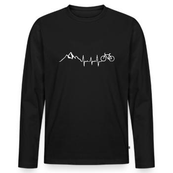 Montagnes - Fahhrad - Battement de cœur - Diagramme du cœur - T-shirt manches longues Premium bio Homme - noir - Devant - Nico (187cm)