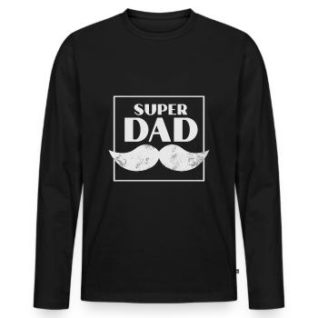 Super Dad Moustachu - T-shirt manches longues Premium bio Homme - noir - Devant - Nico (187cm)