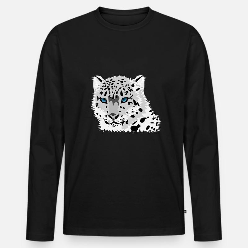 Schneeleopard - Männer Premium Bio Langarmshirt - Schwarz