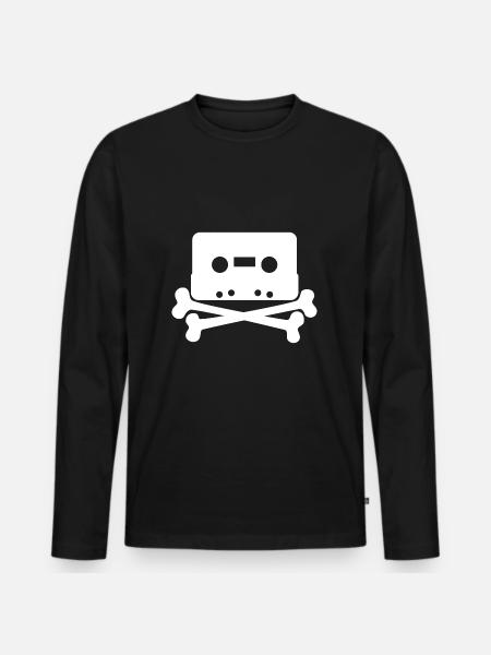 Cassette skull - Men's Premium Organic Long Sleeve Shirt - black