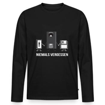 90er T-Shirt 2018 - Neunziger Motiv Retro - Männer Premium Bio Langarmshirt - Schwarz - Vorne - Nico (187cm)