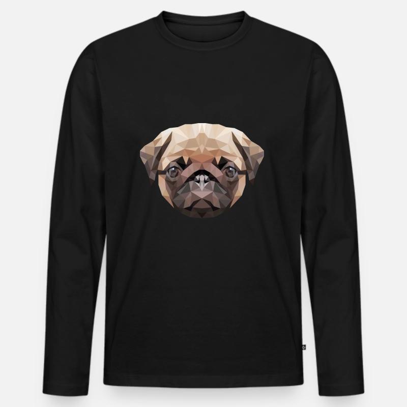 süsser Mops Pug - Männer Premium Bio Langarmshirt - Schwarz