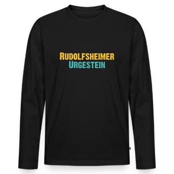 Rudolfsheimer Urgestein Wien Österreich Spruch - Männer Premium Bio Langarmshirt - Schwarz - Vorne - Nico (187cm)