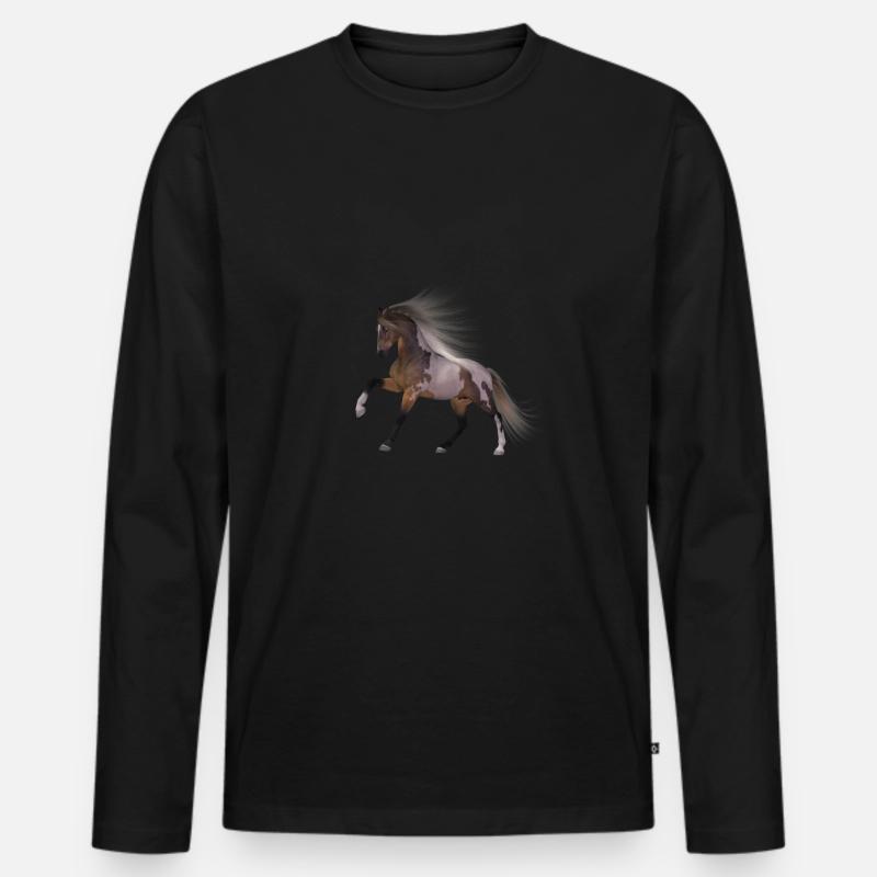 Pferd Geschenk Geschenkidee - Männer Premium Bio Langarmshirt - Schwarz