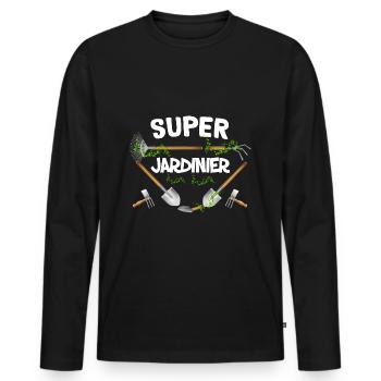 Super jardinier - T-shirt manches longues Premium bio Homme - noir - Devant - Nico (187cm)