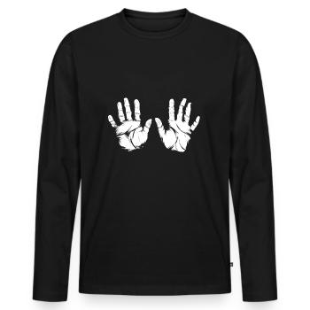 Handabdrücke - Männer Premium Bio Langarmshirt - Schwarz - Vorne - Nico (187cm)