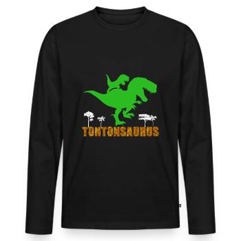Mon Tonton Est Un Vieux Dinosaure Cool - T-shirt manches longues Premium bio Homme - noir - Devant - Nico (187cm)