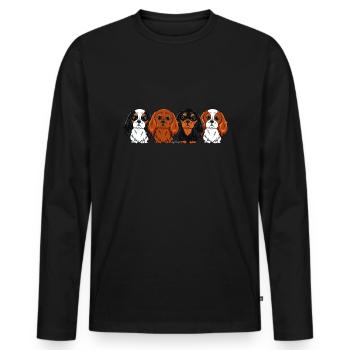 Cavalier King Charles Quartet - T-shirt manches longues Premium bio Homme - noir - Devant - Nico (187cm)