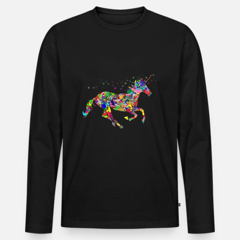 Einhorn,Tier, - Männer Premium Bio Langarmshirt - Schwarz