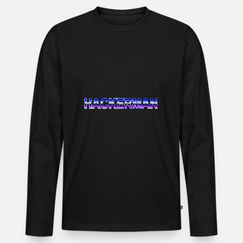 Hackerman - Männer Premium Bio Langarmshirt - Schwarz