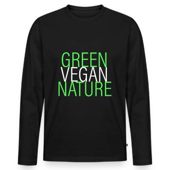 vert - végétalien - naturel - T-shirt manches longues Premium bio Homme - noir - Devant - Nico (187cm)