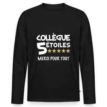 Collègue De Luxe Cadeau Départ Homme Ou Femme - T-shirt manches longues Premium bio Homme - noir - Devant - Nico (187cm)