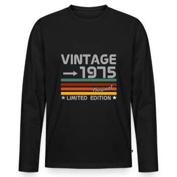 vintage 1975 limited edition - T-shirt manches longues Premium bio Homme - noir - Devant - Nico (187cm)