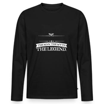 PERSONALISIERBAR man myth legend Mann mythos lege - Männer Premium Bio Langarmshirt - Schwarz - Vorne - Nico (187cm)