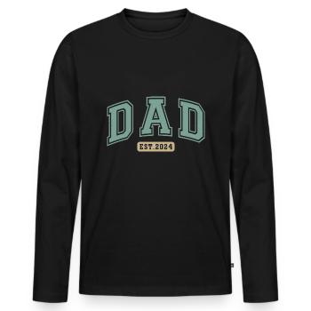 Papa Sprüche und Witze - Mein Vater der Superheld - Männer Premium Bio Langarmshirt - Schwarz - Vorne - Nico (187cm)