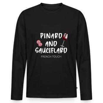 Pinard and sausage - Men's Premium Organic Long Sleeve Shirt - black - Front - Nico (187cm)