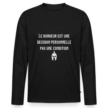 Le bonheur est une décision personnelle - T-shirt manches longues Premium bio Homme - noir - Devant - Nico (187cm)