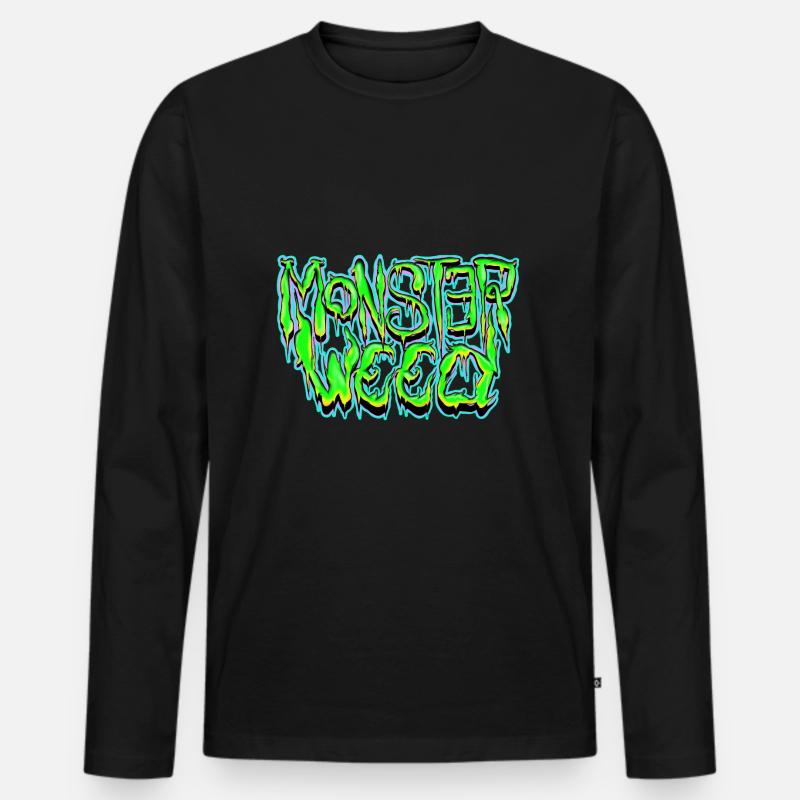 Monster Unkraut - Männer Premium Bio Langarmshirt - Schwarz