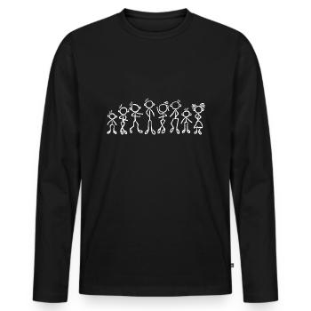 Stick man people children group family - Men's Premium Organic Long Sleeve Shirt - black - Front - Nico (187cm)