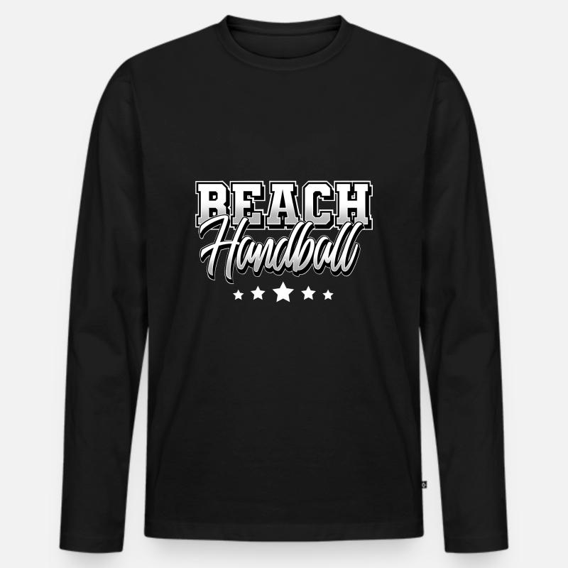 Beach Handball - Männer Premium Bio Langarmshirt - Schwarz