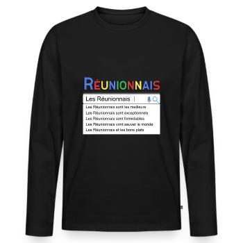 Réunionnais Moteur De Recherche Cadeau La Réunion - T-shirt manches longues Premium bio Homme - noir - Devant - Nico (187cm)