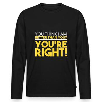 Je suis meilleur que toi ! - T-shirt manches longues Premium bio Homme - noir - Devant - Nico (187cm)