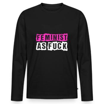 Feminist T-Shirt Gift Idea Birthday Funny - Men's Premium Organic Long Sleeve Shirt - black - Front - Nico (187cm)