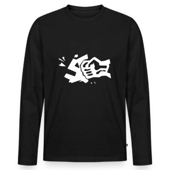 Nie wieder Faschismus, nie wieder Krieg - Männer Premium Bio Langarmshirt - Schwarz - Vorne - Nico (187cm)